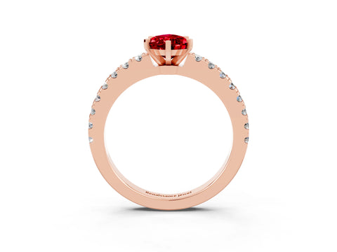 Rose gold Pear Cut Solitaire Diamond with Pavé Band and Four-Prong Setting_3