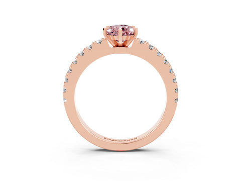 Rose gold Pear Cut Solitaire Diamond with Pavé Band and Four-Prong Setting_3