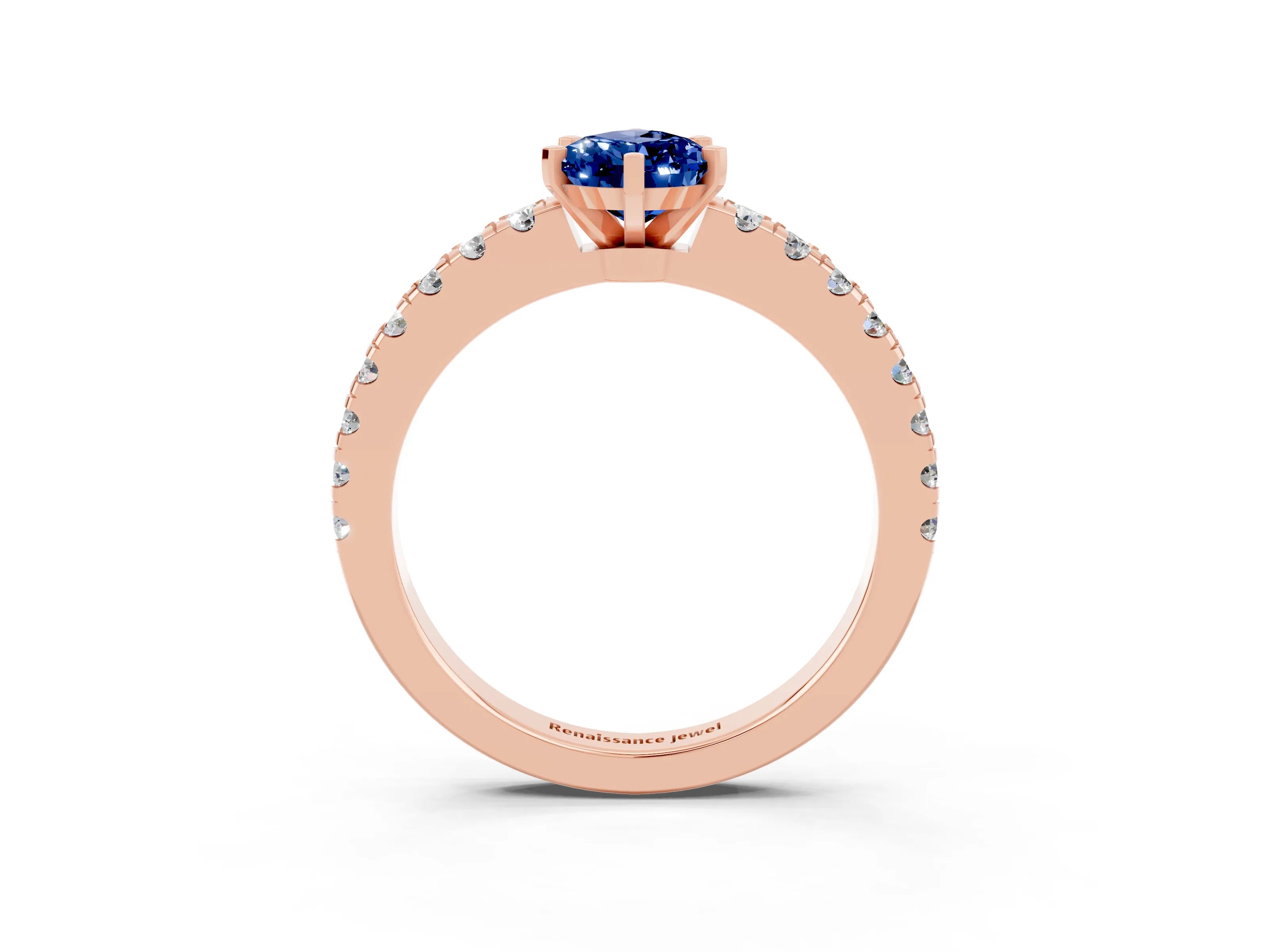 Rose gold Pear Cut Solitaire Diamond with Pavé Band and Four-Prong Setting_3