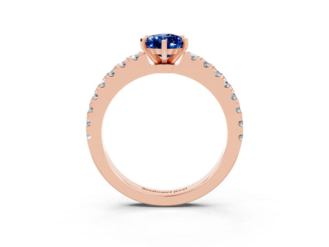 Rose gold Pear Cut Solitaire Diamond with Pavé Band and Four-Prong Setting_3
