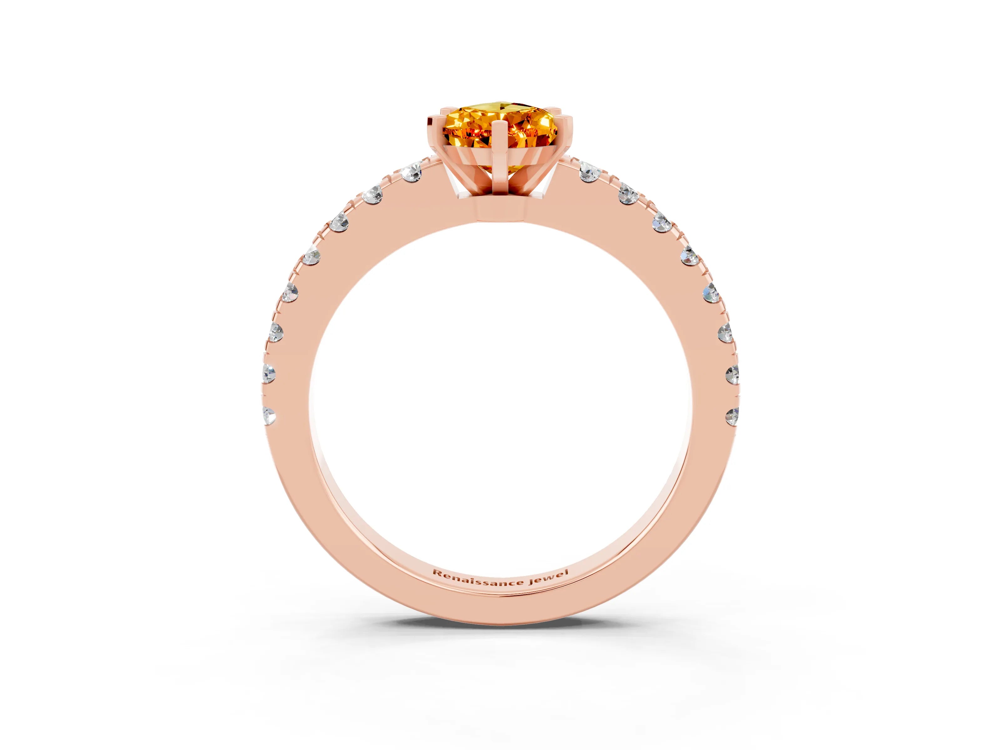 Rose gold Pear Cut Solitaire Diamond with Pavé Band and Four-Prong Setting_3
