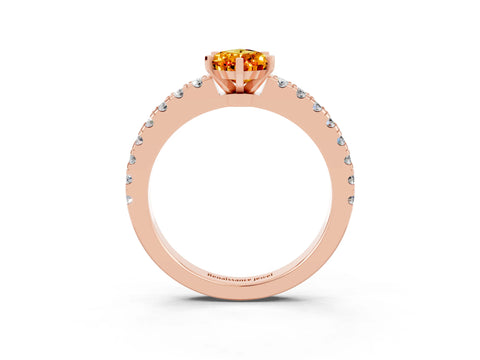 Rose gold Pear Cut Solitaire Diamond with Pavé Band and Four-Prong Setting_3