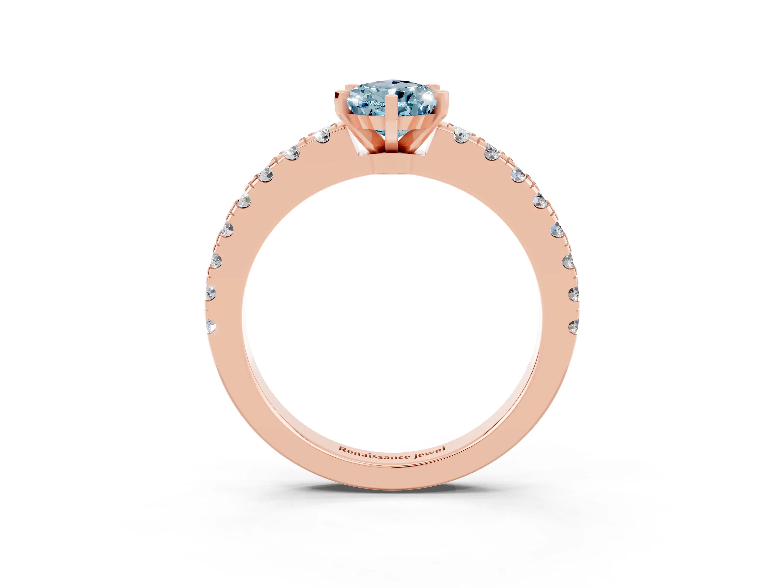 Rose gold Pear Cut Solitaire Diamond with Pavé Band and Four-Prong Setting_3