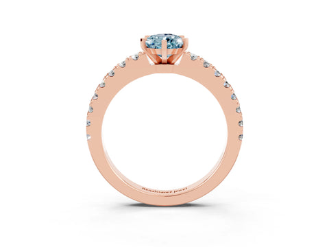 Rose gold Pear Cut Solitaire Diamond with Pavé Band and Four-Prong Setting_3