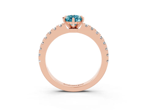 Rose gold Pear Cut Solitaire Diamond with Pavé Band and Four-Prong Setting_3