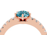 Rose gold Pear Cut Solitaire Diamond with Pavé Band and Four-Prong Setting_4