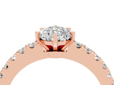 Rose gold Pear Cut Solitaire Diamond with Pavé Band and Four-Prong Setting_4