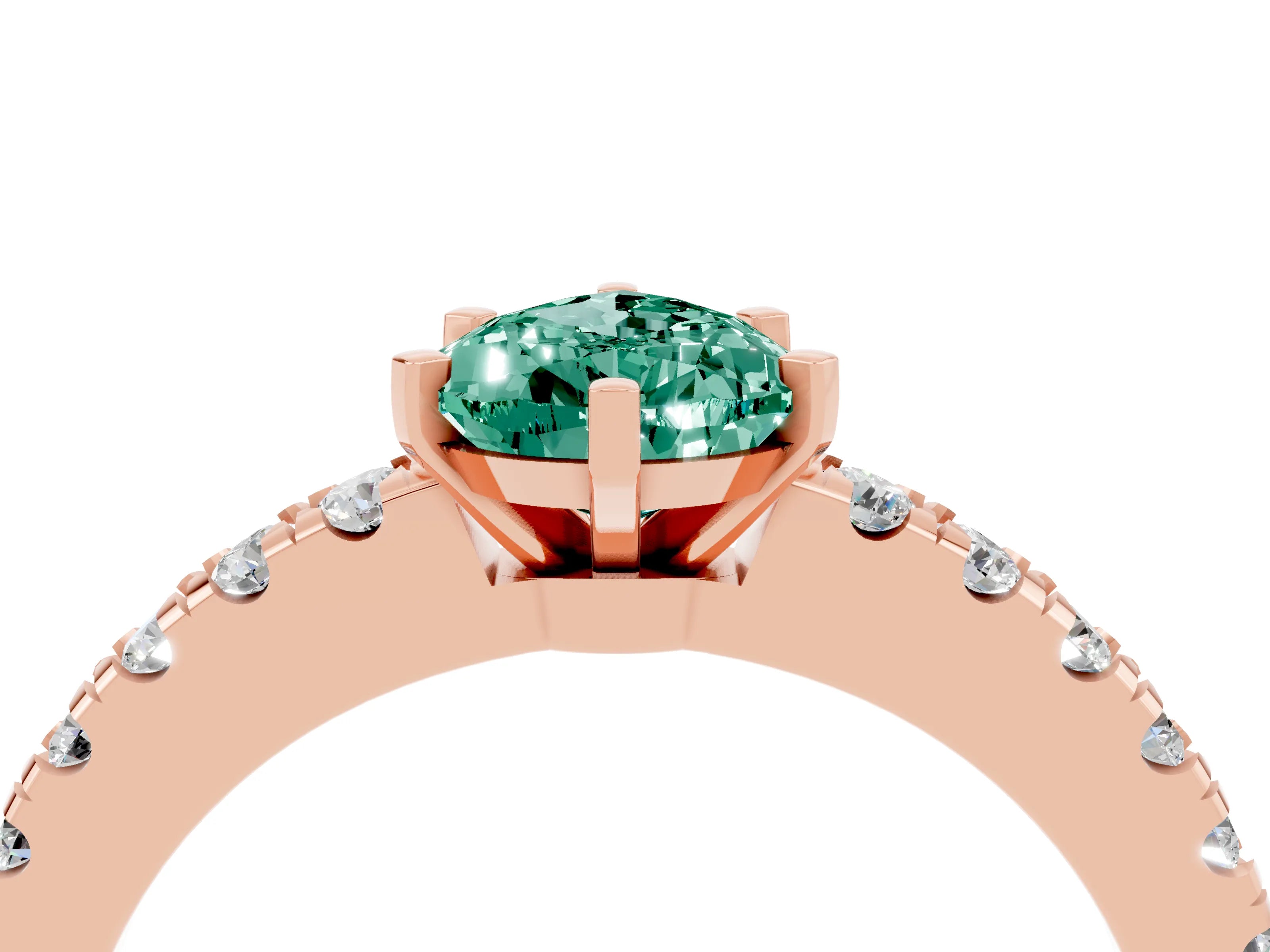 Rose gold Pear Cut Solitaire Diamond with Pavé Band and Four-Prong Setting_4