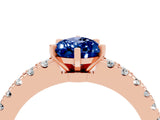 Rose gold Pear Cut Solitaire Diamond with Pavé Band and Four-Prong Setting_4