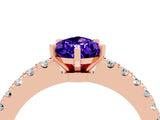 Rose gold Pear Cut Solitaire Diamond with Pavé Band and Four-Prong Setting_4