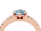 Rose gold Pear Cut Solitaire Diamond with Pavé Band and Four-Prong Setting_4