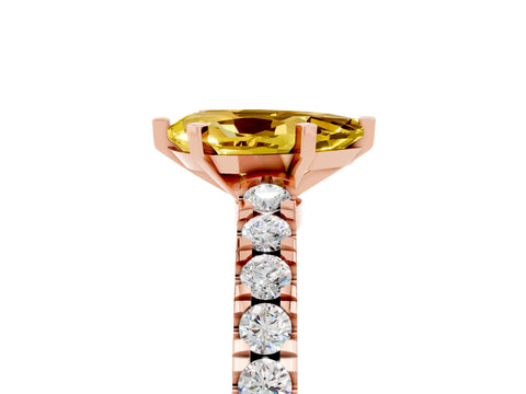 Rose gold Pear Cut Solitaire Diamond with Pavé Band and Four-Prong Setting_5