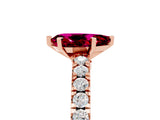 Rose gold Pear Cut Solitaire Diamond with Pavé Band and Four-Prong Setting_5
