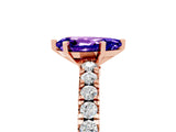 Rose gold Pear Cut Solitaire Diamond with Pavé Band and Four-Prong Setting_5