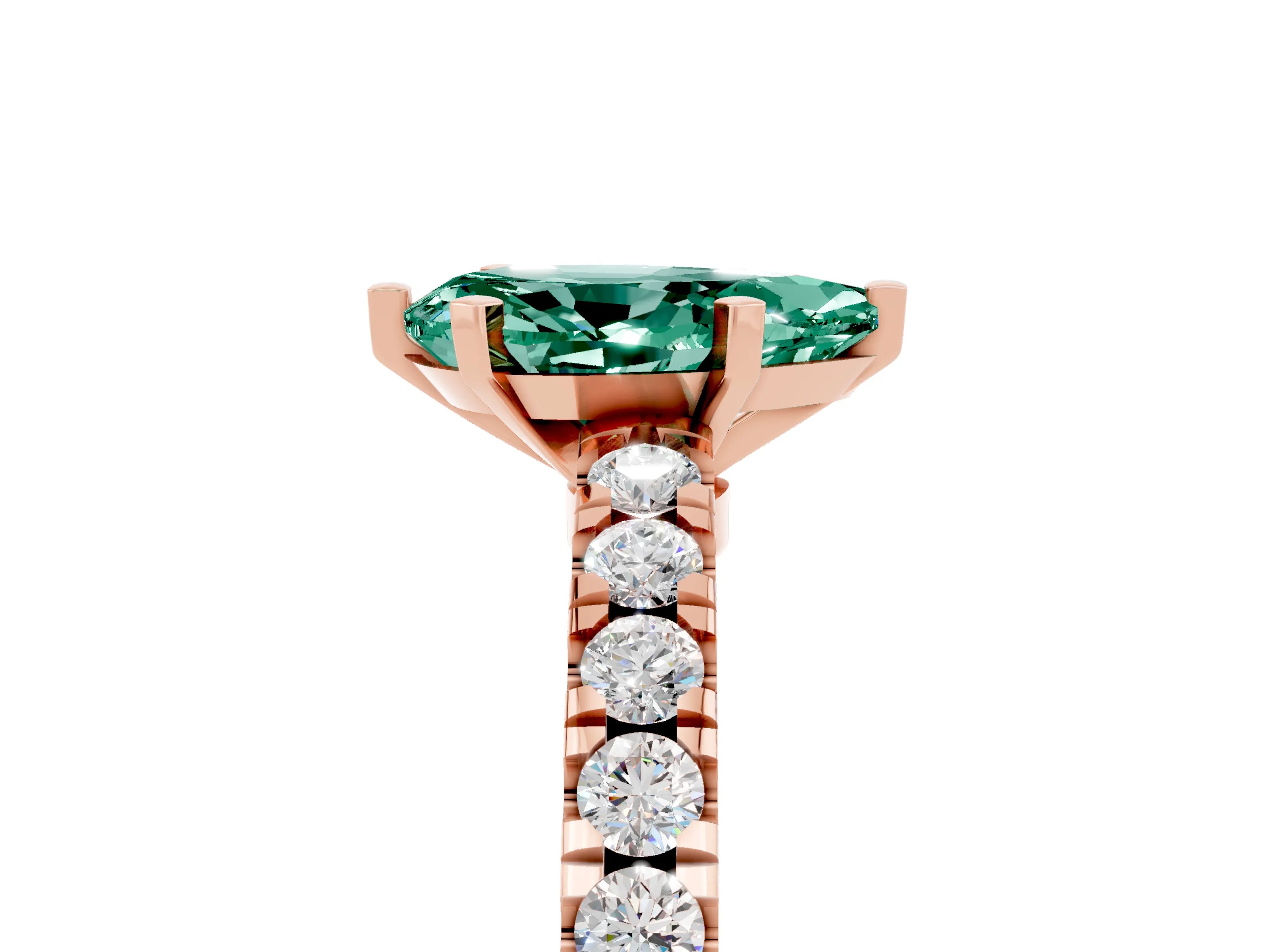 Rose gold Pear Cut Solitaire Diamond with Pavé Band and Four-Prong Setting_5