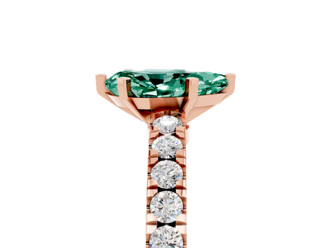 Rose gold Pear Cut Solitaire Diamond with Pavé Band and Four-Prong Setting_5