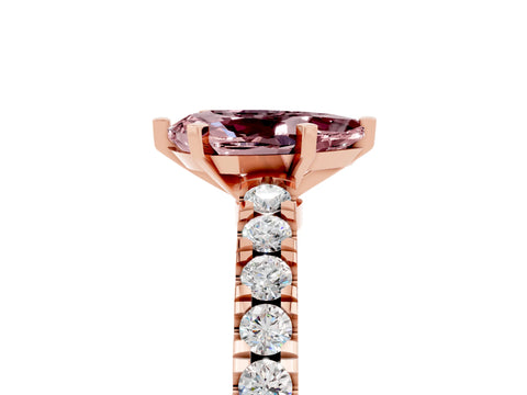Rose gold Pear Cut Solitaire Diamond with Pavé Band and Four-Prong Setting_5