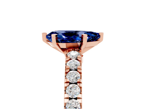 Rose gold Pear Cut Solitaire Diamond with Pavé Band and Four-Prong Setting_5
