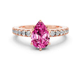 Rose gold Pear Cut Solitaire Diamond with Pavé Band and Four-Prong Setting