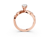 Rose gold Pear Cut Solitaire Diamond with Side Stones on Criss-Cross Band and Four-Prong Setting_28