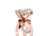 Rose gold Pear Cut Solitaire Diamond with Side Stones on Criss-Cross Band and Four-Prong Setting_30