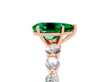 Rose gold Pear Cut Solitaire Emerald Ring with Pave Band and Four-Prong Setting_5