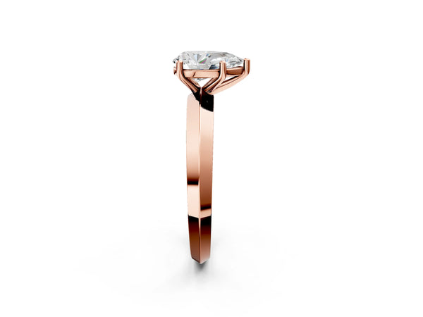Rose gold Pear Cut Solitaire Engagement Ring with Flat Band and Four-Prong Setting