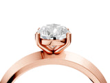 Rose gold Pear Cut Solitaire Engagement Ring with Flat Band and Four-Prong Setting 4