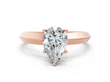 Rose gold Pear Cut Solitaire Engagement Ring with Flat Band and Four-Prong Setting