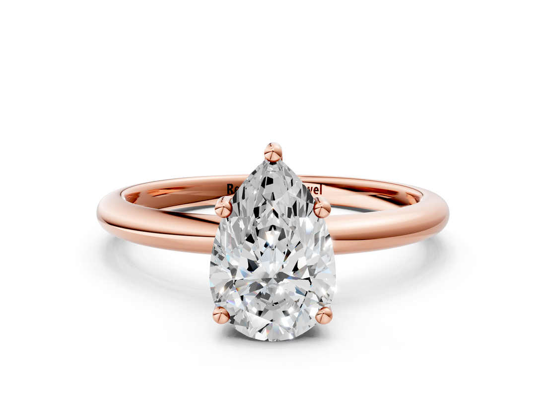 Rose gold Pear Cut Solitaire Engagement Ring with Four-Prong Setting and Classic Band_40