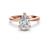 Rose gold Pear Cut Solitaire Engagement Ring with Six-Prong Setting and Tapered Band_3