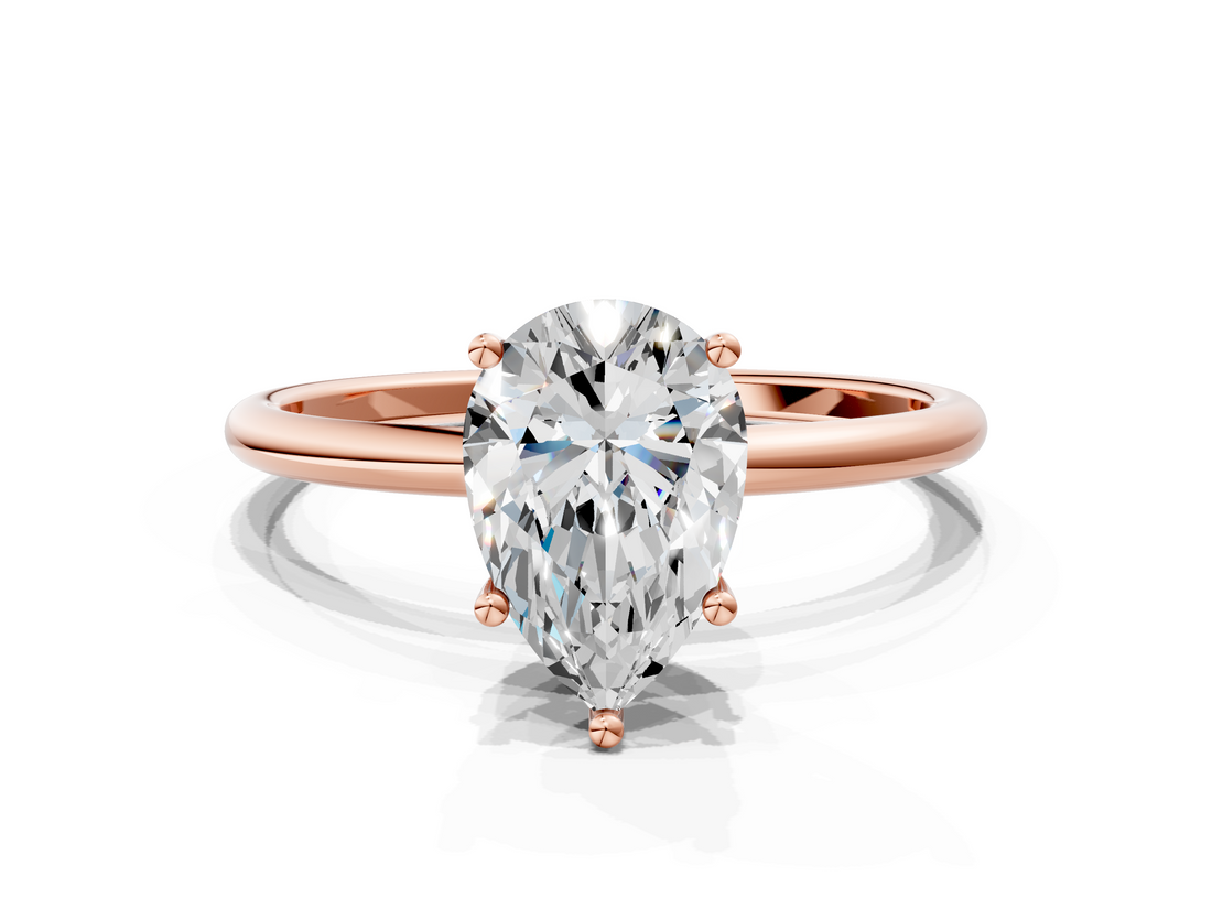 Rose gold Pear Cut Solitaire Engagement Ring with Thin Band and Four-Prong Setting_3
