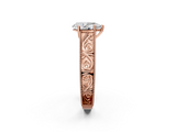 Rose gold Pear Cut Solitaire Engraved Band with Four-Prong Setting_64