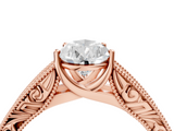 Rose gold Pear Cut Solitaire Engraved Band with Four-Prong Setting_66