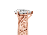 Rose gold Pear Cut Solitaire Engraved Band with Four-Prong Setting_67