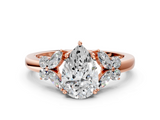 Rose gold Pear Cut Solitaire Floral Diamond Ring with Four-Prong Setting_37