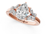 Rose gold Pear Cut Solitaire Floral Diamond Ring with Four-Prong Setting_38
