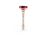 Rose gold Pear Cut Solitaire Garnet Ring with Pave Band and Four-Prong Setting_2