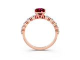 Rose gold Pear Cut Solitaire Garnet Ring with Pave Band and Four-Prong Setting_3
