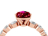 Rose gold Pear Cut Solitaire Garnet Ring with Pave Band and Four-Prong Setting_4