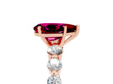 Rose gold Pear Cut Solitaire Garnet Ring with Pave Band and Four-Prong Setting_5