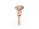 Rose gold Pear Cut Solitaire Intertwined Band Prong Setting Ring_16