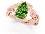 Rose gold Pear Cut Solitaire Leaf-Inspired Engagement Ring with Prong Setting_1