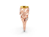 Rose gold Pear Cut Solitaire Leaf-Inspired Engagement Ring with Prong Setting_2