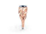 Rose gold Pear Cut Solitaire Leaf-Inspired Engagement Ring with Prong Setting_2