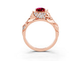 Rose gold Pear Cut Solitaire Leaf-Inspired Engagement Ring with Prong Setting_3