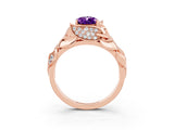 Rose gold Pear Cut Solitaire Leaf-Inspired Engagement Ring with Prong Setting_3