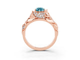 Rose gold Pear Cut Solitaire Leaf-Inspired Engagement Ring with Prong Setting_3