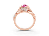Rose gold Pear Cut Solitaire Leaf-Inspired Engagement Ring with Prong Setting_3