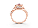 Rose gold Pear Cut Solitaire Leaf-Inspired Engagement Ring with Prong Setting_3